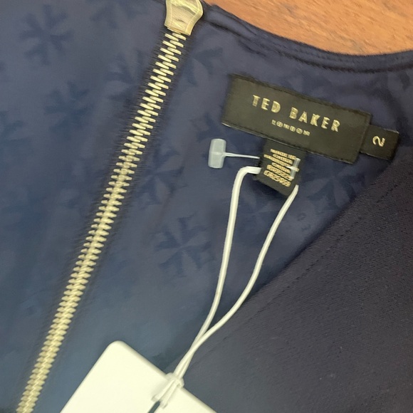 NWT Ted Baker Navy Midi Cocktail Dress - Picture 2 of 2